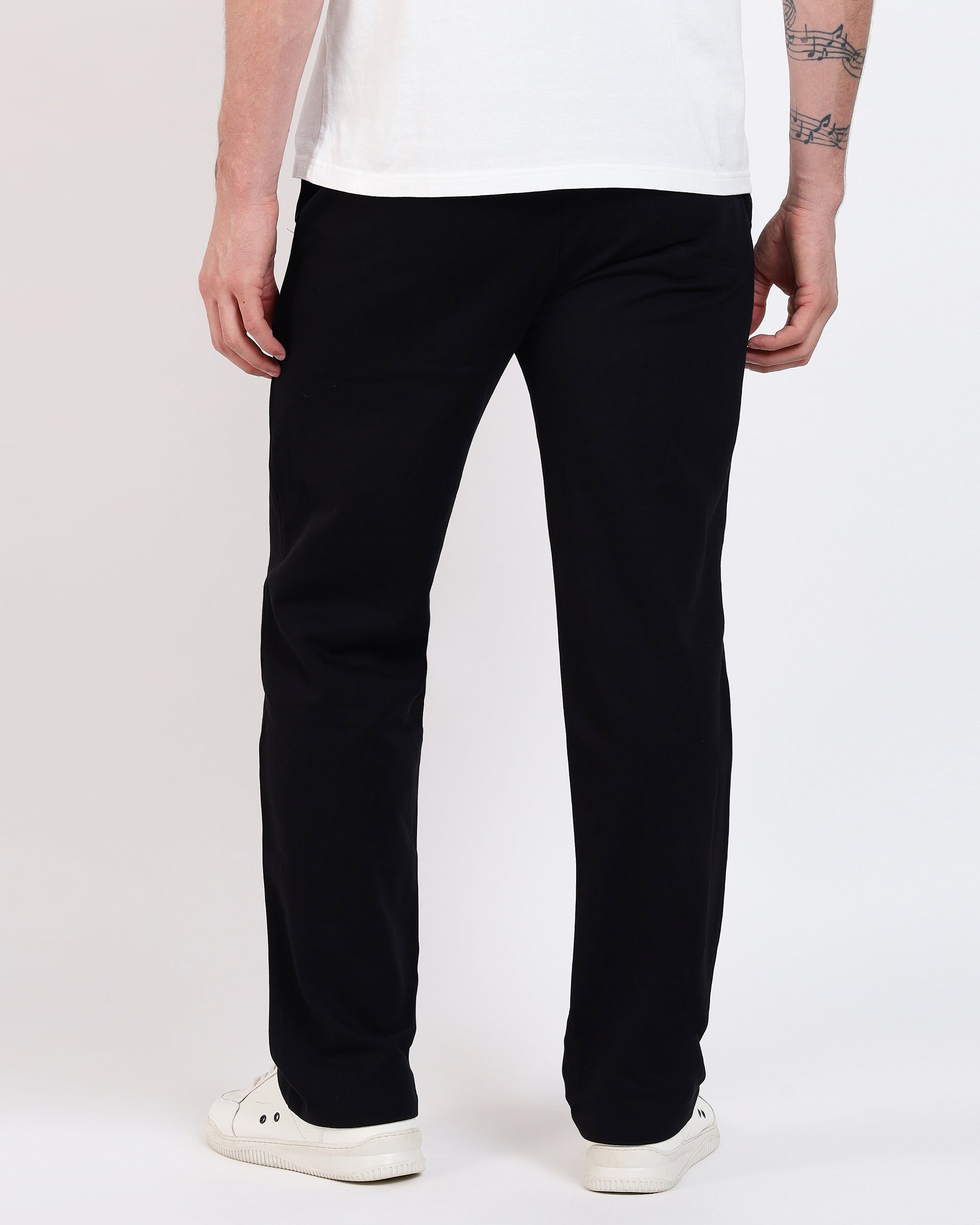 Brethe Soft-Structured Pant in Black back view showing clean straight fit.